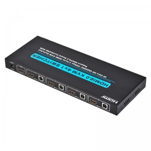 V2.0 HDMI KVM 4x1 Tacaíocht Lasc Ultra HD 4Kx2K @ 60Hz HDCP2.2 Cárta Fuaim 18Gbps & USB Hub