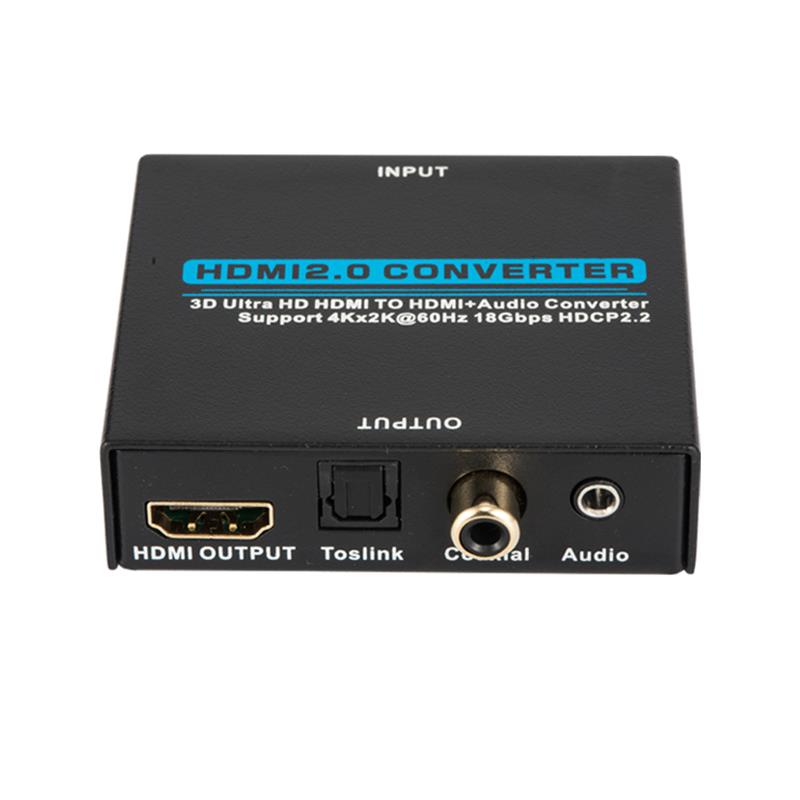 V2.0 HDMI Fuaime Fuaime HDMI go HDMI + Tiontaire Fuaime Tacaíocht 3D Ultra HD 4Kx2K @ 60Hz HDCP 2.2 18Gbps