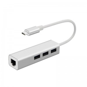 USB Cineál C go LAN (1000M) + Cuibheoir Mol USB 3.0x3