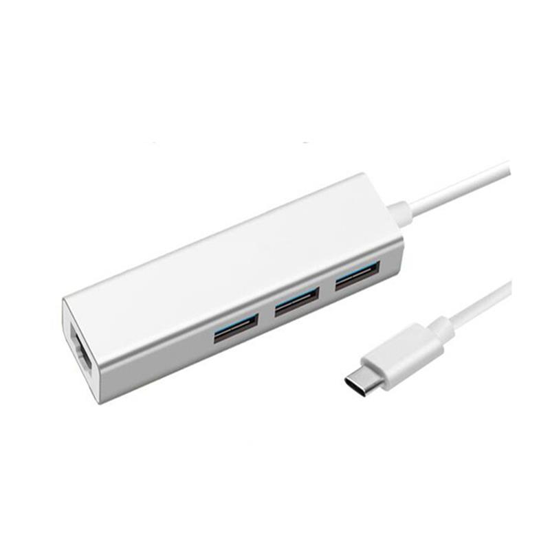 USB Cineál C go LAN (1000M) + Cuibheoir Mol USB 3.0x3
