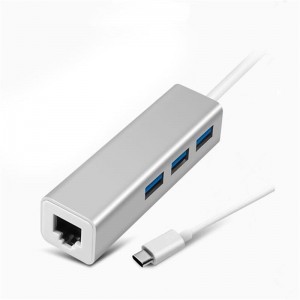 USB Cineál C go LAN (1000M) + Cuibheoir Mol USB 3.0x3