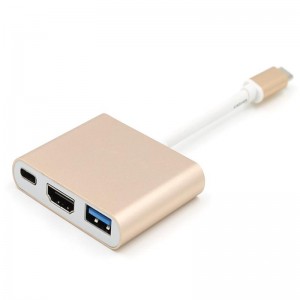 USB Cineál C DO HDMI + USB 3.0 + Cuibheoir Mol Cineál C