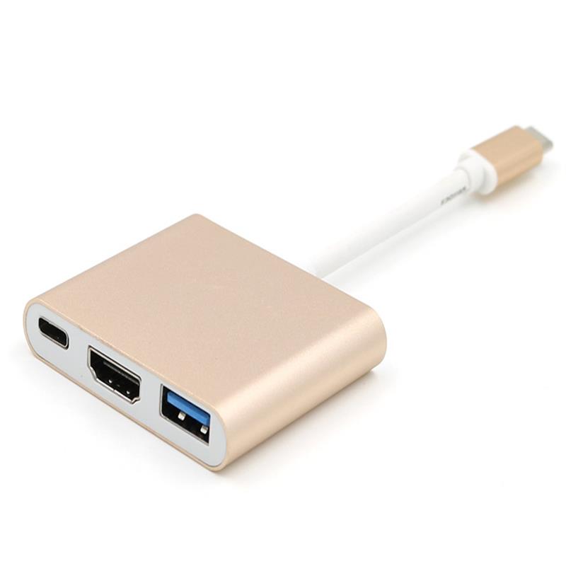 USB Cineál C DO HDMI + USB 3.0 + Cuibheoir Mol Cineál C