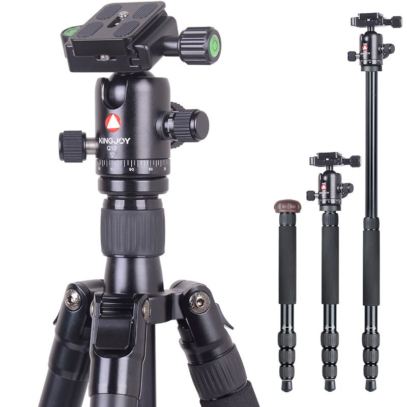 Ceamara Solas Éadrom Alúmanaim Iniompartha Ardchaighdeáin KINGJOY Tripod K1008 + C10