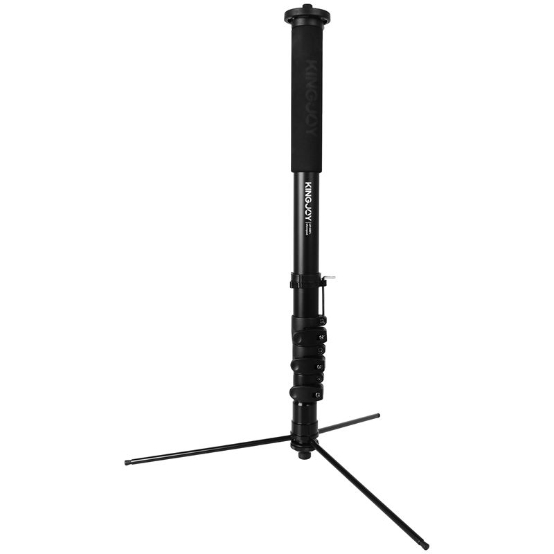 KINGJOY Sealbhóir tripod, slat teileascópach, monapod alúmanaim, airde 1.71m