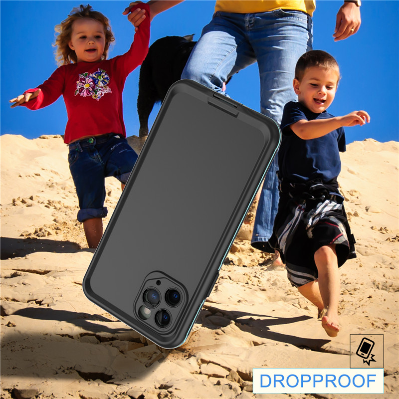 Gabhálais fón póca uiscedhíonach mála frithsheasmhach in uisce le haghaidh cás intumtha le haghaidh fón do iphone 11 pro (gorm) le clúdach cúl le dath daite