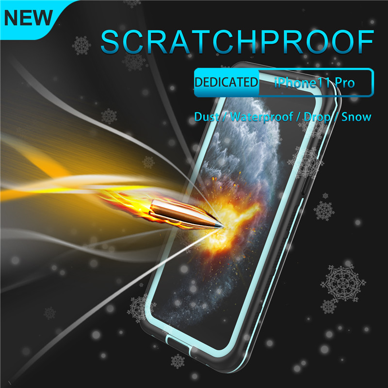 Cill uiscedhíonach is fearr iphone 11 iphone pro-uiscedhíonach uiscedhíonach pro-pro 11 pro (gorm) le clúdach trédhearcach ar ais