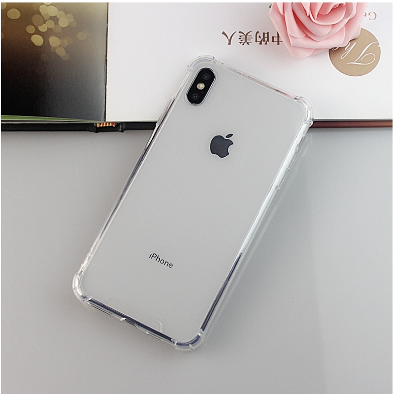 Cás TPU + PC iPhone XS Max an-soiléir le coirnéil frith-thionchair