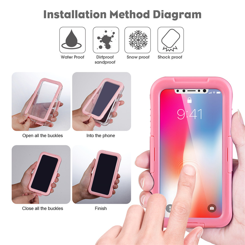 Iphone XR ip68 (veekindel telefonirahakott) kõik veekindel kohver (Pink …)