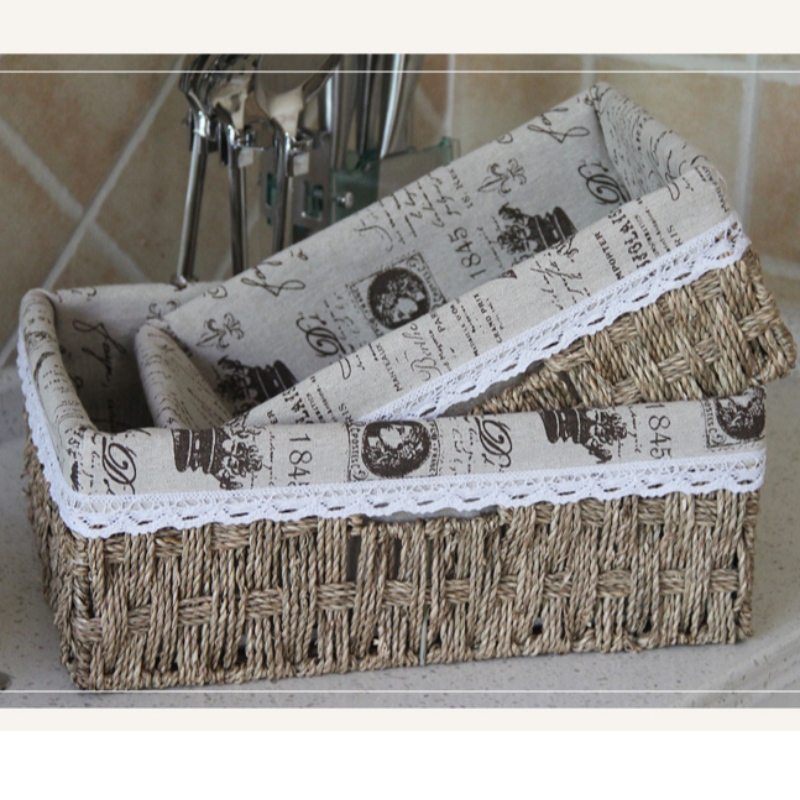 Seagrass Woven Stroage Basket with Lined