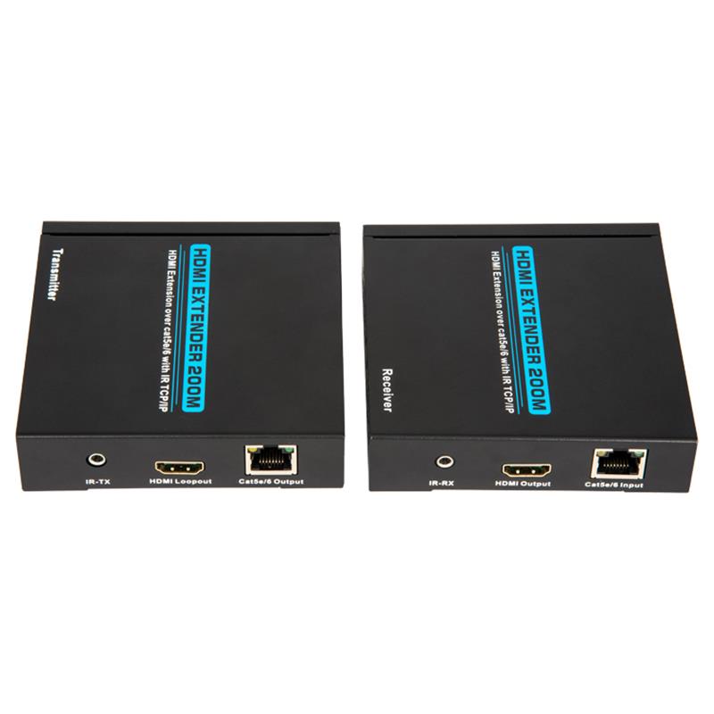 V1.3 HDMI Extender 200m thar thacaíocht cábla Aonair cat5e / 6 Iomlán HD 1080P POE