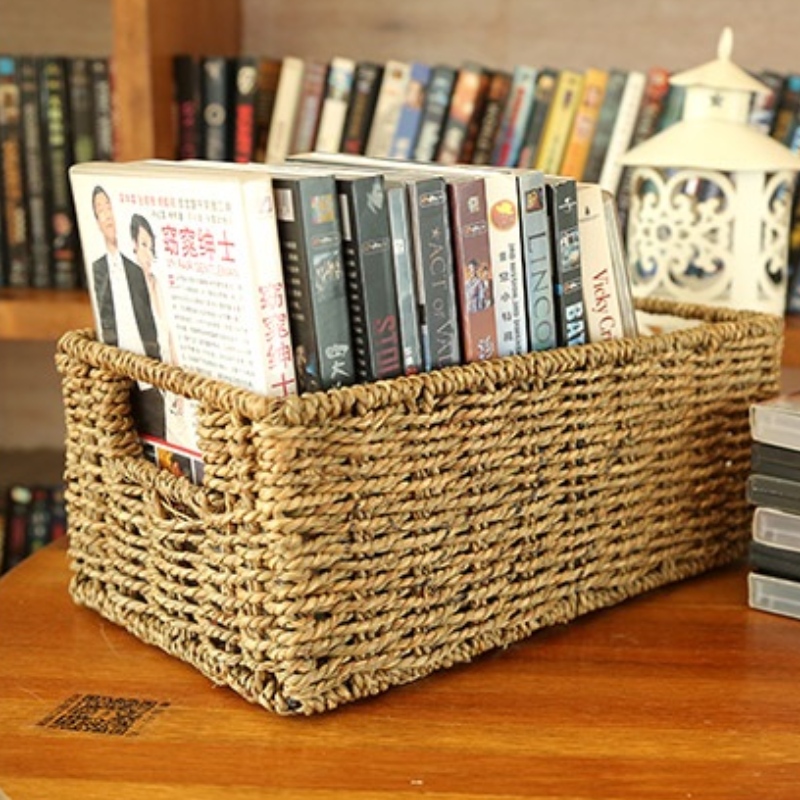 Ciseán Stórála Seomraí Leapa Seagrass le Lined