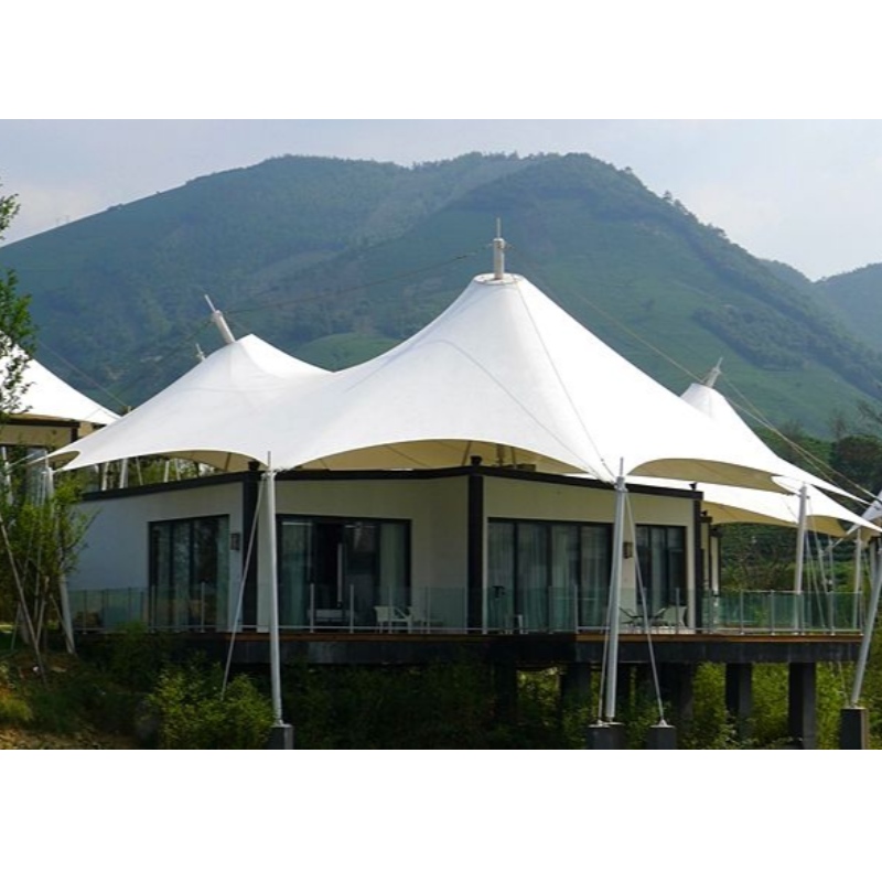 Prefab 2 Thithe Daoine An tSín Glamping Phuball Óstán Phuball Saoire Le Seomra Folctha agus Maisiú Intí