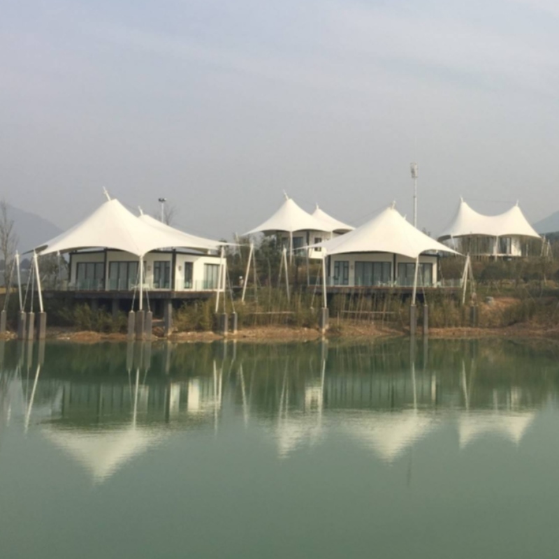 Prefab 2 Thithe Daoine An tSín Glamping Phuball Óstán Phuball Saoire Le Seomra Folctha agus Maisiú Intí