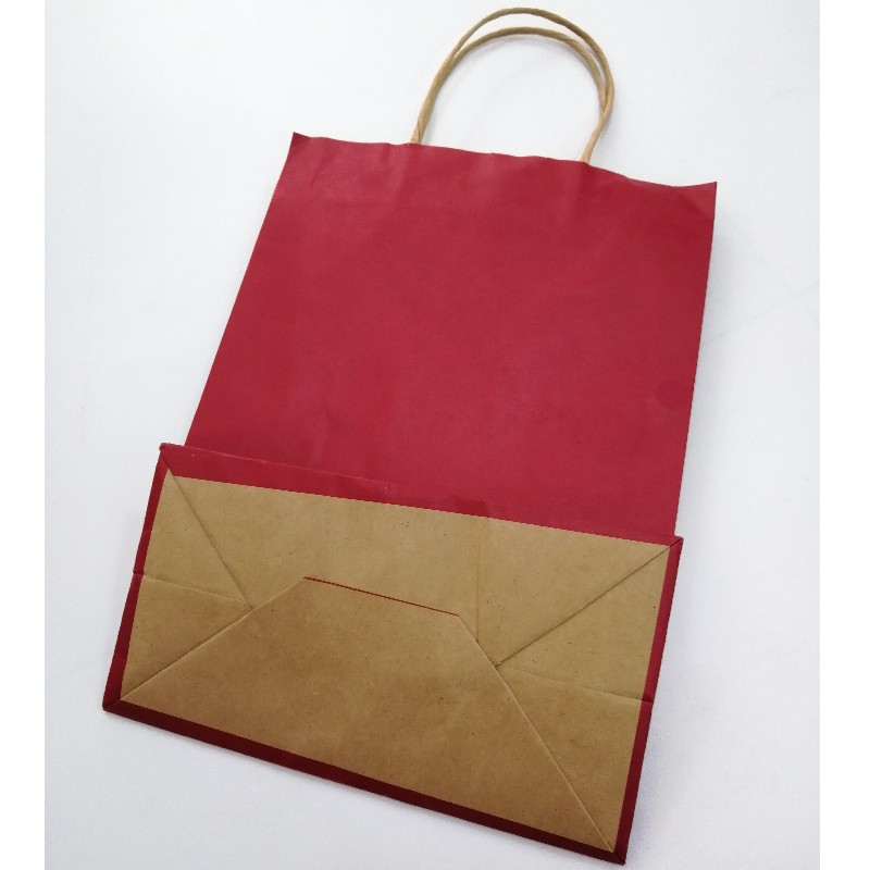Mitmevärviline pruun paberkott, eritellimusel värvitud jõupaber kotiga käepidemega