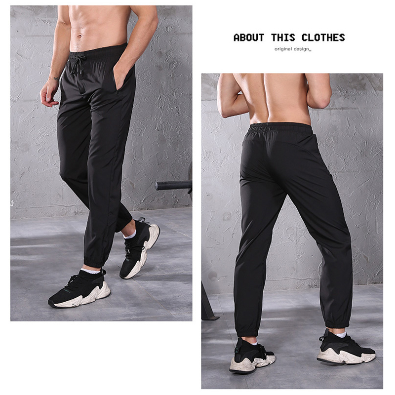 FDM023- Men\ s Lightweight Joggers Pants Zipper Pockets Gym Work