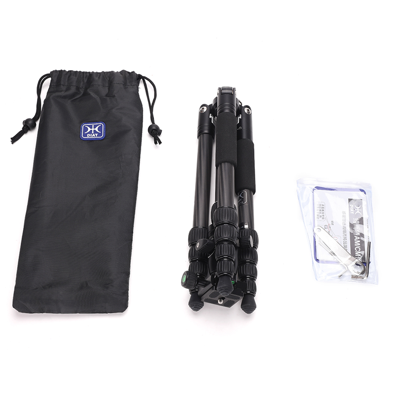 DIat CM225A + DHS-5 Seastán Tripod mion-cheamara carbóin iniompartha solúbtha