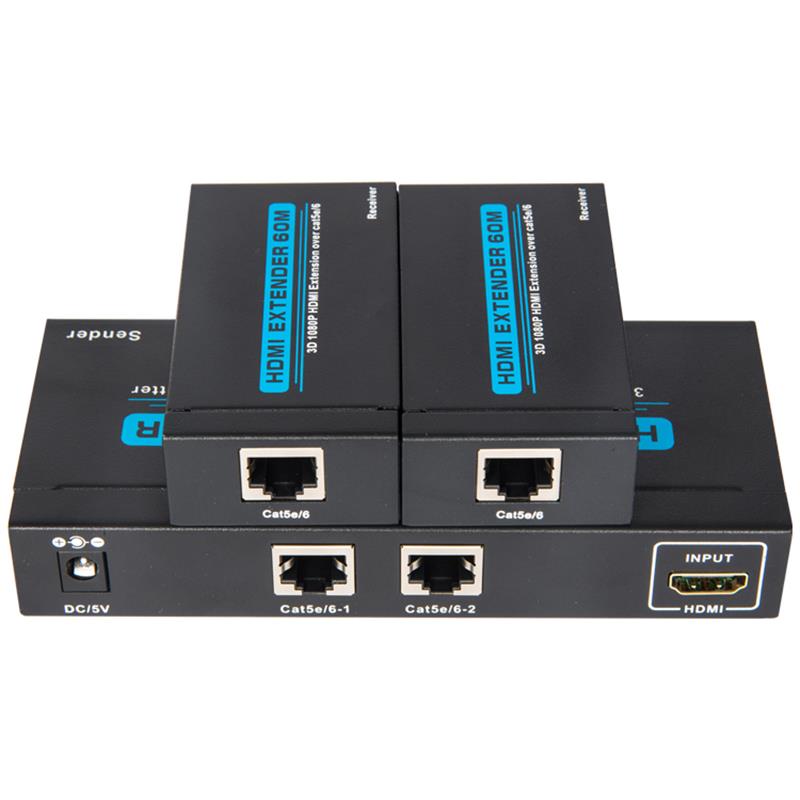 2 Calafoirt UTP HDMI 1x2 Scoilteoir Thar Cat5e Singil / 6 Le 2 ghlacadóir suas le 60m