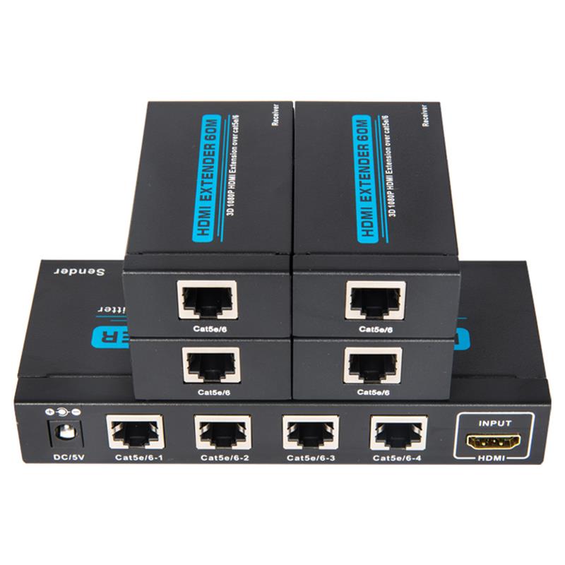 4 Chalafort HDMI UTP 1x4 Scoilteoir Thar Cat5e Singil / 6 Le 4 ghlacadóir suas le 60m