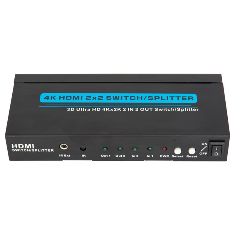 4K / 30Hz HDcher 2x2 Switcher / Tacaíocht Scoilteoir 3D Ultra HD 4Kx2K / 30Hz