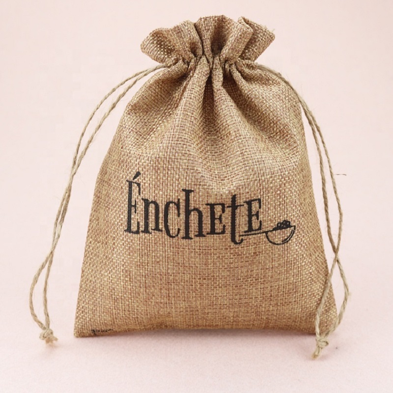 Línéadach Mini SGS50 Inbhuailte Burlap Cnáib Bronntanais Pouch Sagart Drawstring Mála Tae Málaí Siúcra Mála Caife Eco Caife le Lógó Saincheaptha