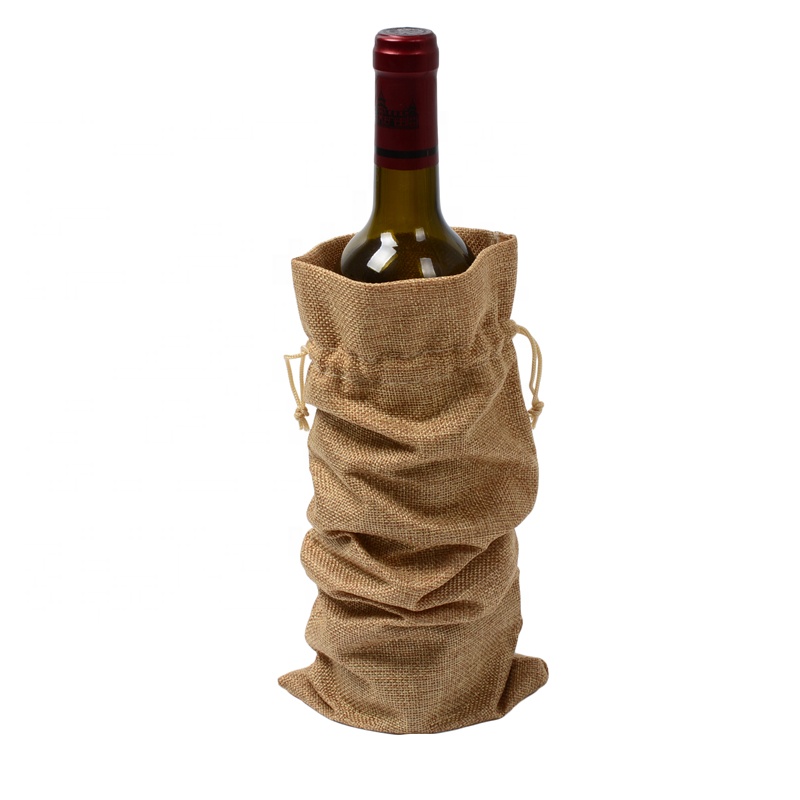 SSS53 Rustic Jute Burlap Wine Bags DrawString Wine Bottle Covers Reuble Pudel Wrap Gift Package Wine Bags