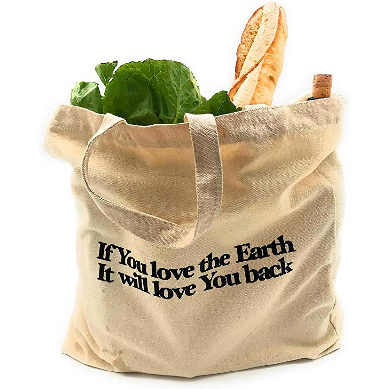 SG64 Heavy Duty Organic Vegetable Fruit Shopping Bag Cotton Canvas Tote Kotid, millel on kohandatud trükitud logo