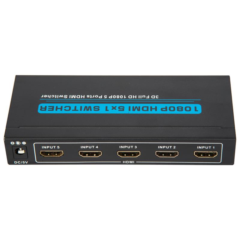V1.3 HDMI 5x1 Switcher Support 3D Iomlán HD 1080P