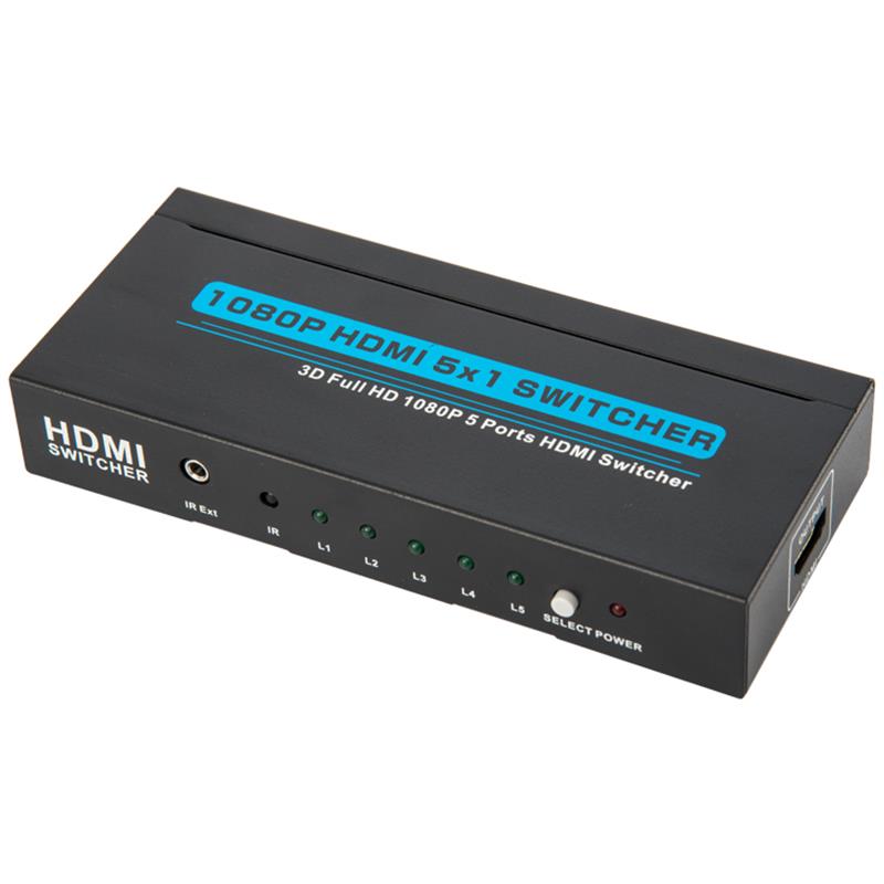 V1.3 HDMI 5x1 Switcher Support 3D Iomlán HD 1080P
