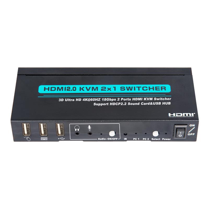 Tacaíocht Switcher V2.0 HDMI KVM 2x1 3D Ultra HD 4Kx2K / 60Hz