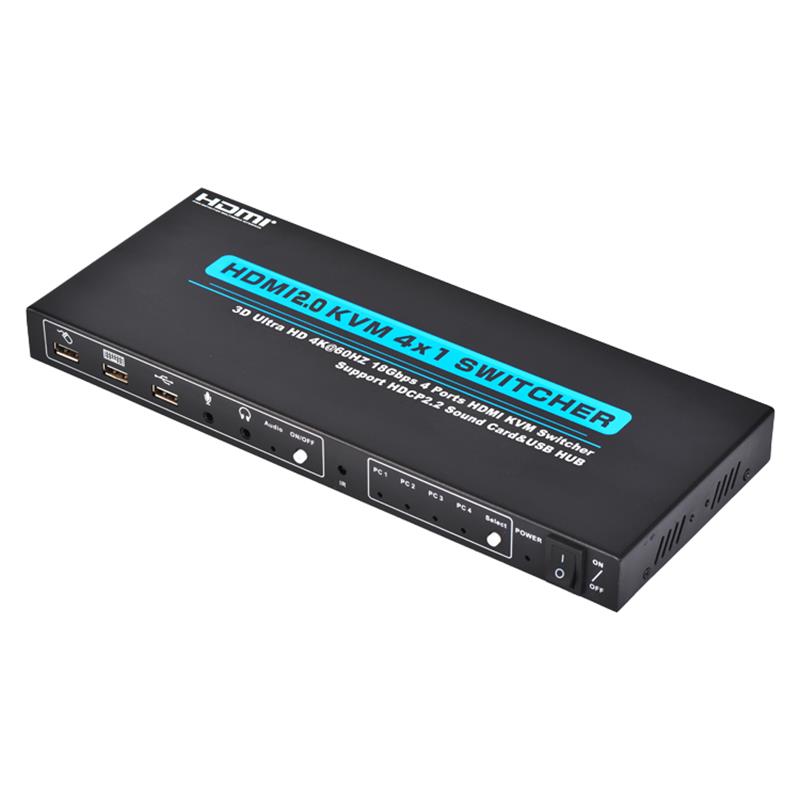 Tacaíocht Switcher V2.0 HDMI KVM 4x1 3D Ultra HD 4Kx2K / 60Hz