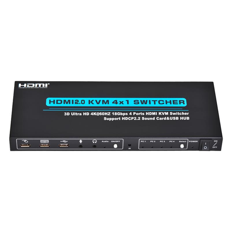 Tacaíocht Switcher V2.0 HDMI KVM 4x1 3D Ultra HD 4Kx2K / 60Hz