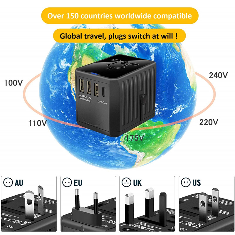 Max Power 1920W & 30W (3USB & 1Type C) Cuibheoir Taistil Uilíoch Super Fast Muirearú Cuibheoir Taistil Uilíoch Cuibheoir Balla Uilíoch Cuibheoir Balla Uilíoch le PD agus Muirear Tapa 3.0 d’AUS US UK UK (Féadfaidh an pacáiste a bheith éagsúil)