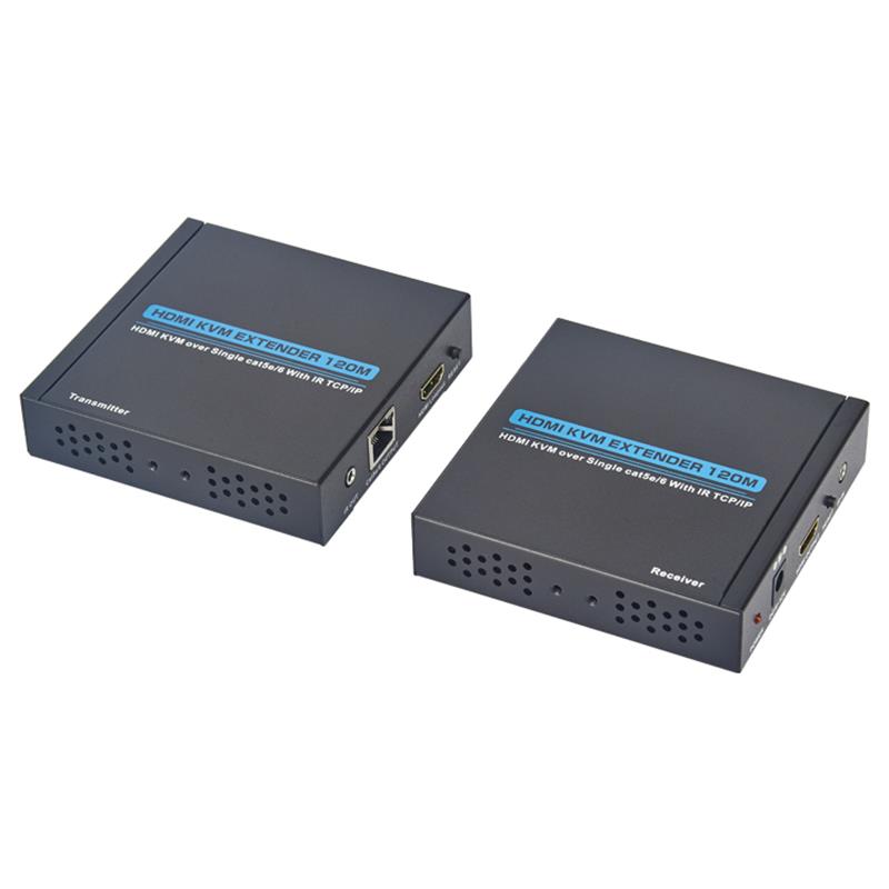 HDMI KVM Extender 100m thar Cat5e Aonair / 6 Tacaíocht Iomlán HD 1080P TCP / IP