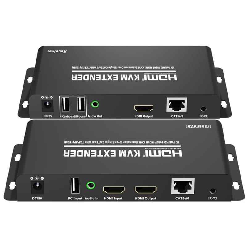 HDMI KVM Extender 150m Thar CAT5e / 6 Aonair Le Tacaíocht TCP / IP Iomlán HD 1080P
