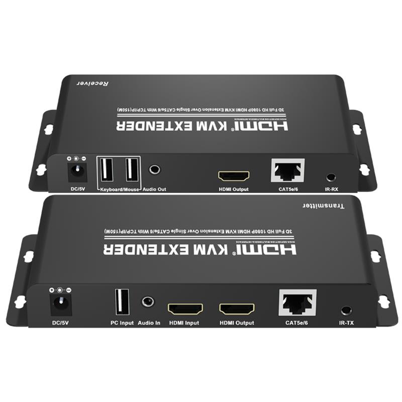 HDMI KVM Extender 150m Thar CAT5e / 6 Aonair Le Tacaíocht TCP / IP Iomlán HD 1080P