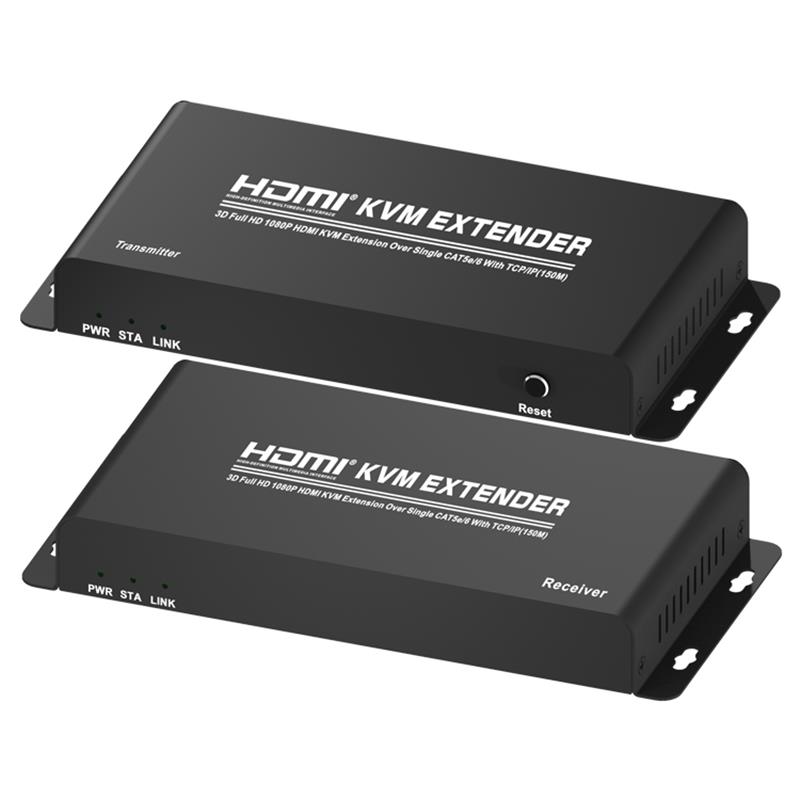 HDMI KVM Extender 150m Thar CAT5e / 6 Aonair Le Tacaíocht TCP / IP Iomlán HD 1080P