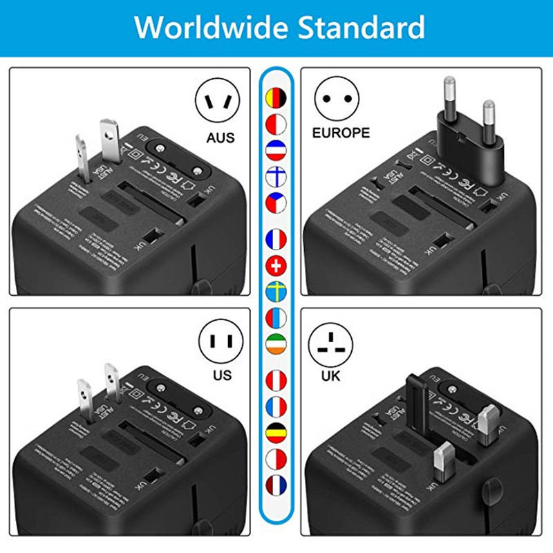 RRTRAVEL Universal Travel Adapter, kõik ühes rahvusvahelises Power Adapteris koos kolme USB+ 1 tüüpi C-tüüpi laadimispostiga, European Plug Adapter, AC Outtet Plug Adapter for European, US, UK, AU 160+ riigiga