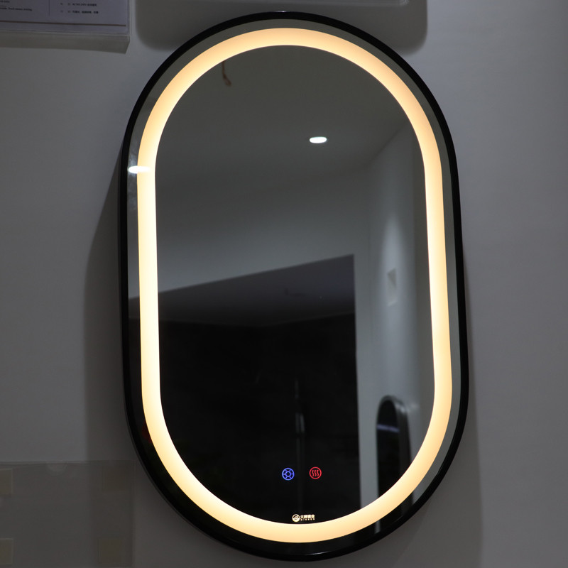 Factory New Style Led Lighted Black Wall Mounted Led Bath Mirror
