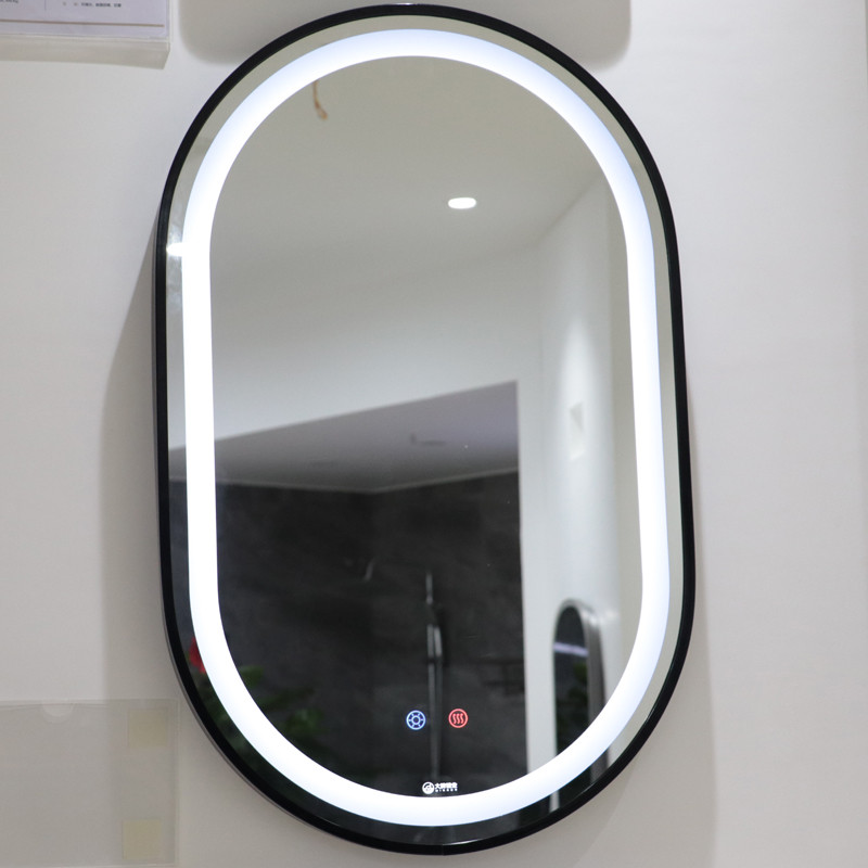 Factory New Style Led Lighted Black Wall Mounted Led Bath Mirror