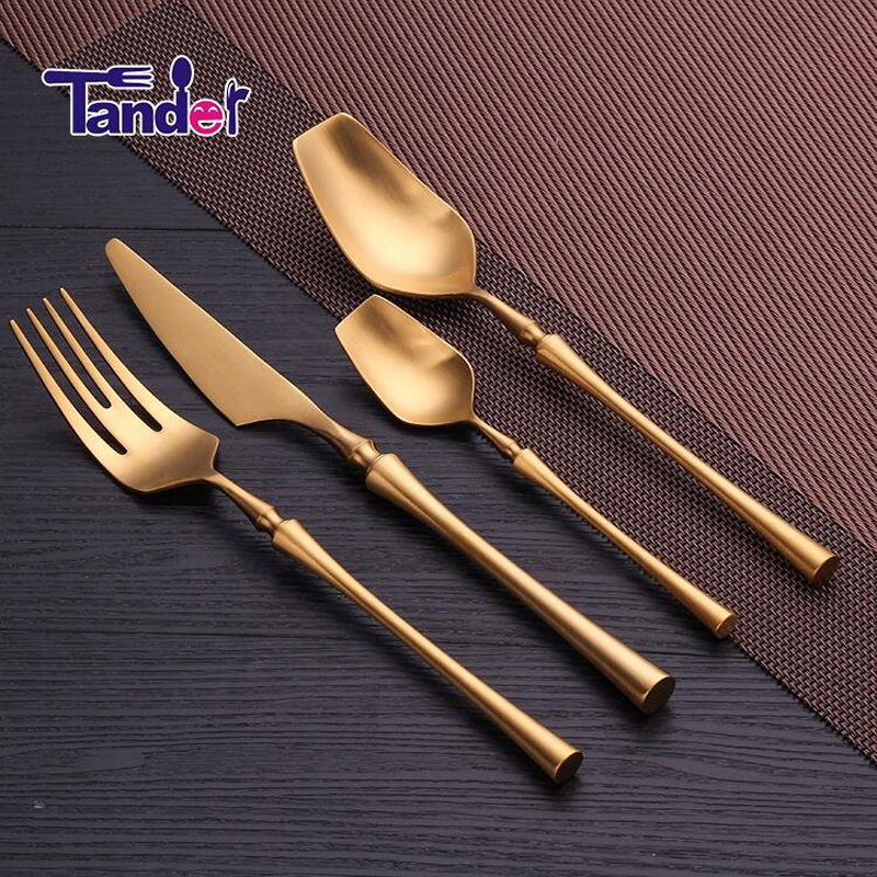 caol stíl waist pvd sciath flatware flatless sceanra óir neamhlonrach tacar 1 ceannaitheoir