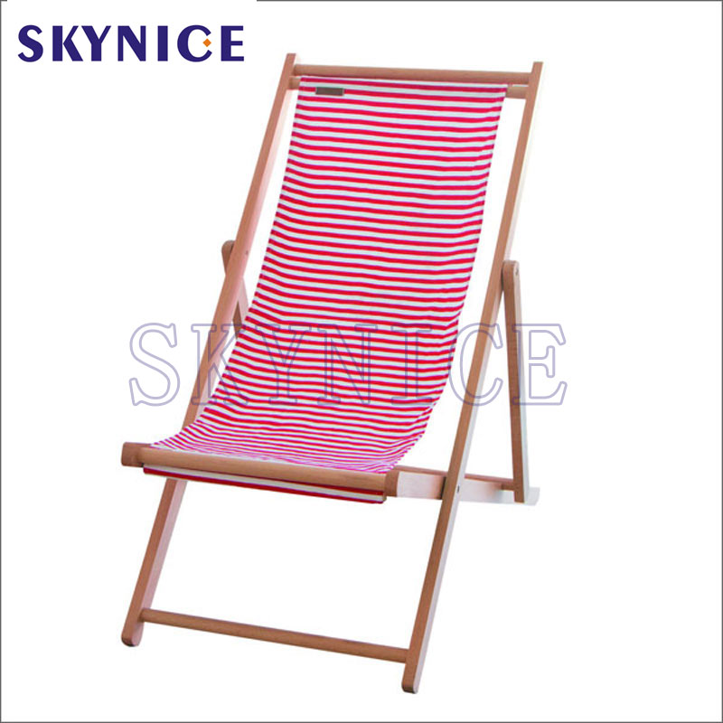 Cathaoir Trá Sling Adhmaid Foldable Allamuigh Le Stripe