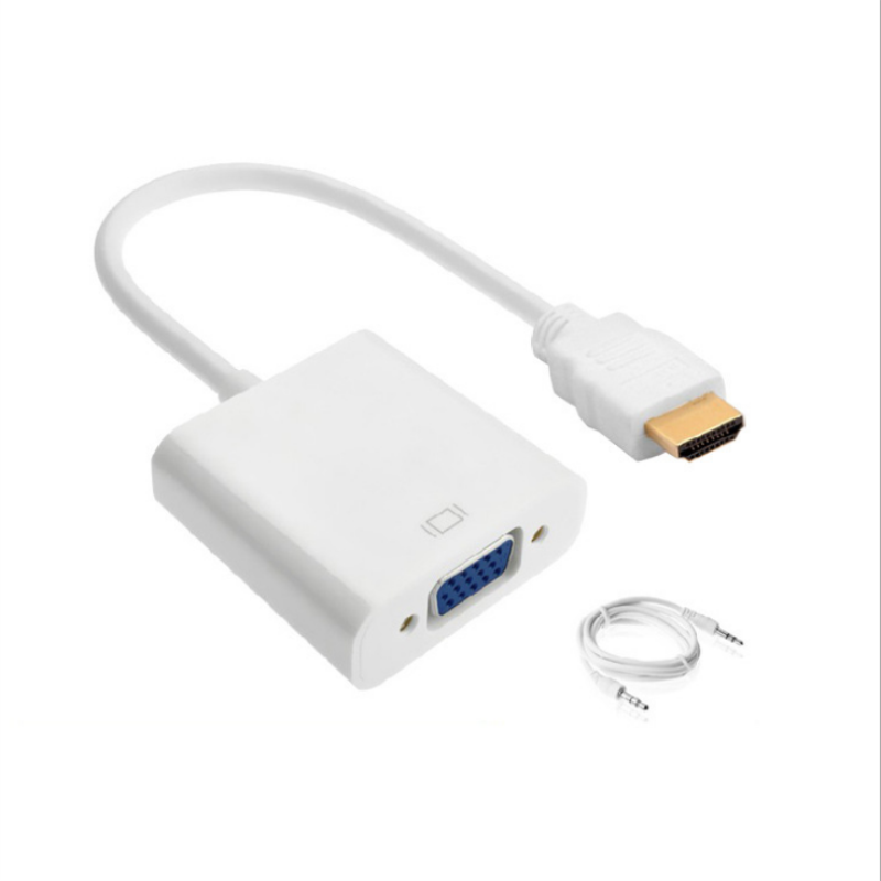 1080P HDMI VGA 15cm Cable 3.5mm audio White/Black Color