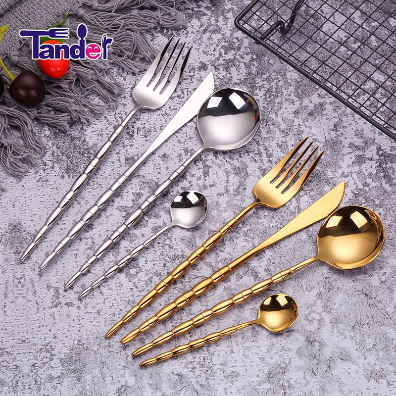 tander uus Euroopa stiilis roostevaba terase kodutarbed Flaterware metal inox söögiriistade komplekt
