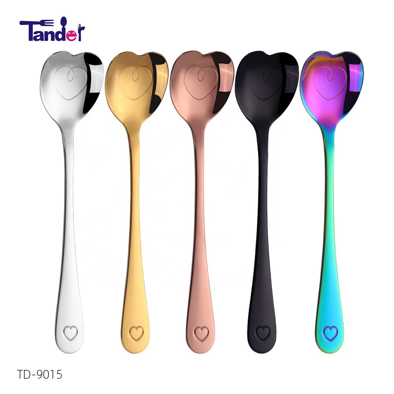 mini metallist magustoit jogurt kohvilusikas südame kujuga, roostevaba terasest südame kujuga teekann