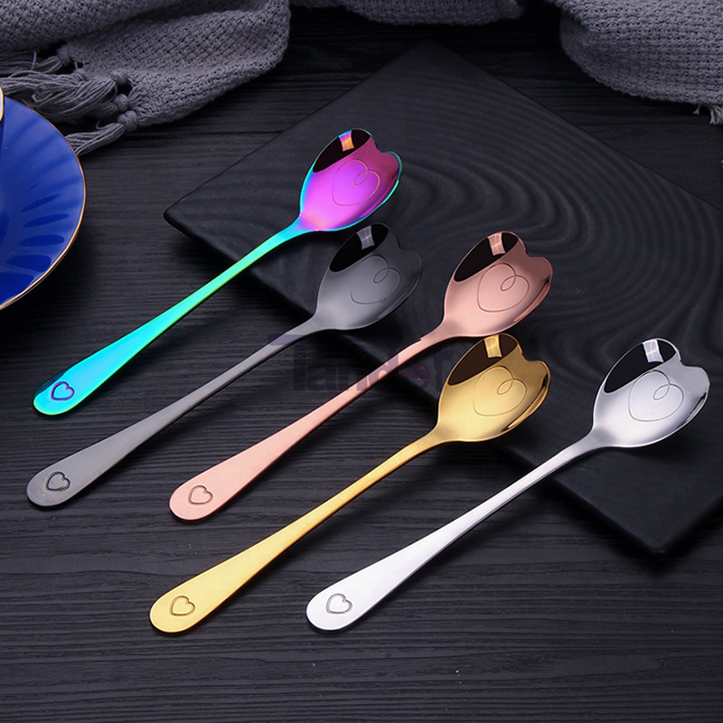 mini metallist magustoit jogurt kohvilusikas südame kujuga, roostevaba terasest südame kujuga teekann
