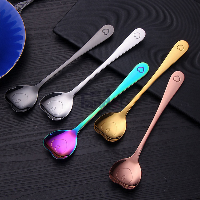 mini metallist magustoit jogurt kohvilusikas südame kujuga, roostevaba terasest südame kujuga teekann