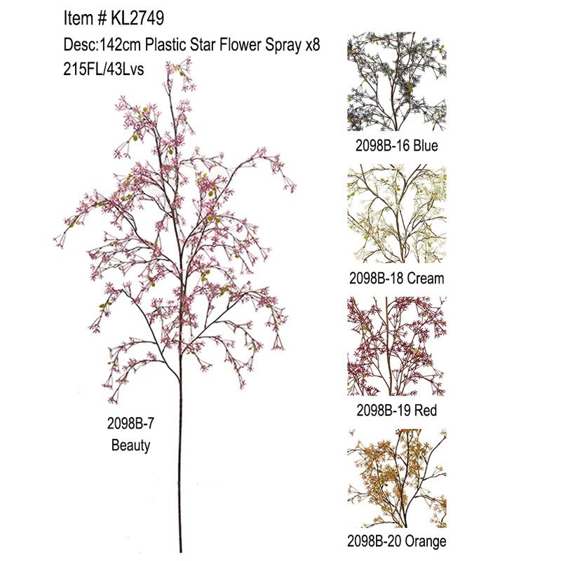 142cm Plastiline Star Flower Spray x8