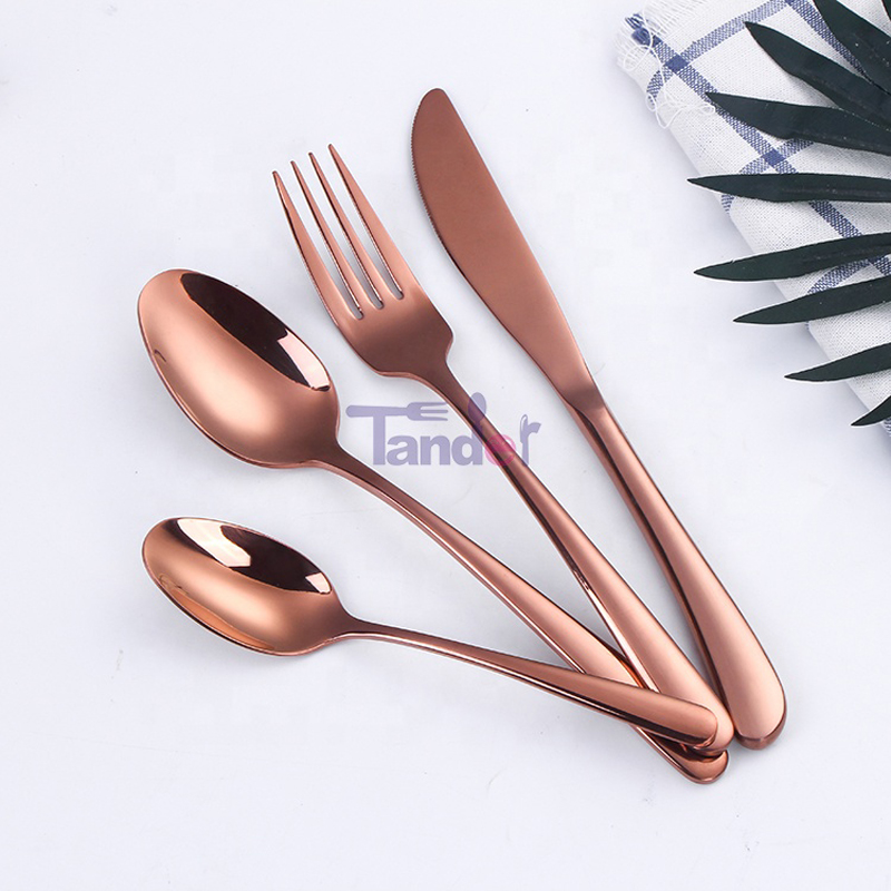 elegantne disain inox flatware komplekt laos roostevaba teras rose kuld söögiriistad