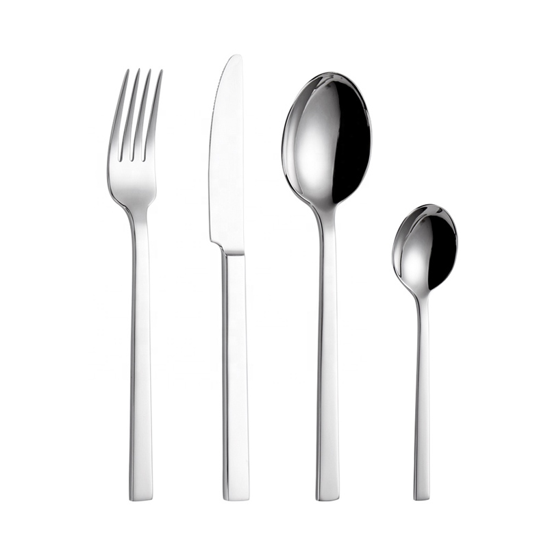 Leagann sceanra cruach dhosmálta flatware tábla 4pcs le haghaidh fáiltithe bainise